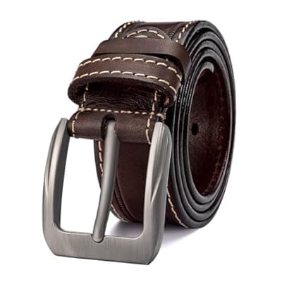 [HOLMANSE] HOLMANSE Mens Belts Full Grain Leather Real Italian Material Western Cowboy Belt 1.5 Wide Casual Jean Belt Gift Box Packaging