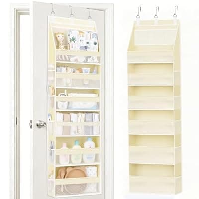 [ELESULTRA] ELESULTRA Over The Door Organizer, 6-Shelf Hanging Door Organizer with 13 Mesh Pockets Upgraded Heavy Duty Sag-Proof Over the Door Storage Behind the Door Storage for Nursery Bedroom Bathroom