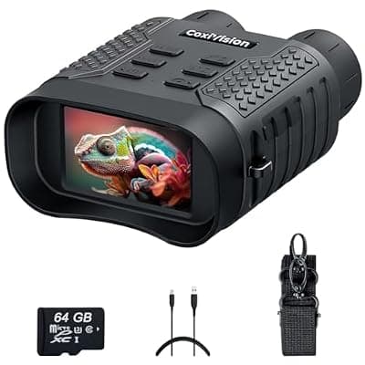[CoxiVision] CoxiVision Night Vision Goggles, 4K Night Vision Binoculars for Adults, Upgraded 3.1" Large Screen & 4400mAh Rechargeable Battery, View in 100% Darkness with 7-Level Adjustment for Hunting, 64GB Card