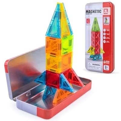 Valentines Gifts for Kids Magnetic Tiles Travel Toys for Toddlers, Magnetictiles Airplane Car Road Trip Travel Activities for Boy Girl Ages 3-5 , Preschool Educational Learning Toy, Easter Basket Toy