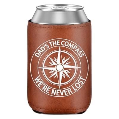 [KISSBELLY] Leather Can Cooler for Men, Gifts for Dad from Daughter Son for Fathers Day Bottle Can Drink Sleeve Holder 12Oz Dad Gifts, Funny Dad Birthday Gifts Cooler for Cans