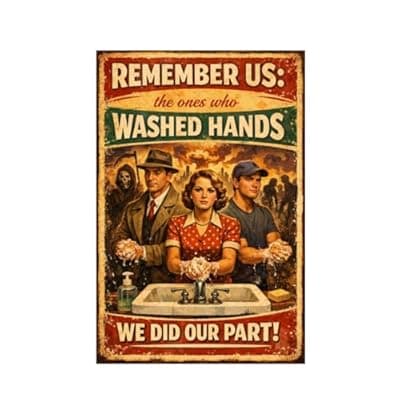 [Carastora] Remember Us The Ones Who Washed Hands Vintage Metal Tin Sign 8x12 Inch Retro Wall Decor Handwashing Humor Rustic Plaque for Bathroom Kitchen Office Home with Pre Drilled Holes Laundry Room Entryway