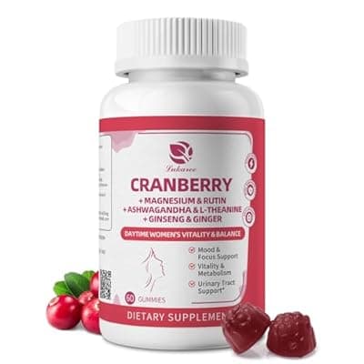 [Lukaree] Lukaree Cranberry Gummies for Women – Cranberry Supplement Complex with D-Mannose, Ashwagandha, Magnesium, Ginseng – Urinary Tract, Mood & Energy Support – Daytime Vitality Supplement – 60 Count