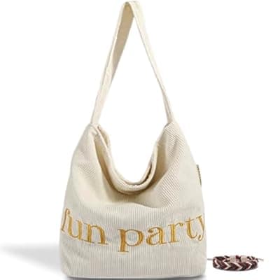 Women Corduroy Tote Bag Hobo Casual Tote's Handbag Big Capacity Shoulder Bag with Pockets for Work