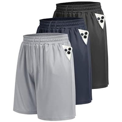 [LalaHooK] LalaHooK 3 Pack Athletic Gym Mens Shorts - Casual Black Quick Dry Basketball Shorts with Pockets for Workout Running