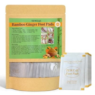 [TEWEAE] TEWEAE 122 Pads Foot Pads for Better Sleep, Natural Turmeric & Ginger, Premium Pads to Feel Better, Relieve Stress, Use During Sleep. Goodnight Patches for Family Members, Father's Day