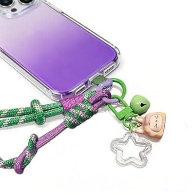 [YAKUNCL] YAKUNCL Cute Glossy Pendant Wrist Lanyard for Women Anti-Lost Phone Strap with Braided Rope, Versatile Key Charm for Bag