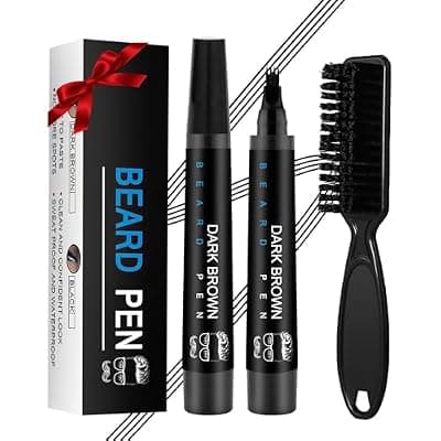 [Ihrlpxkc] Beard Pencil Filler for Men Black - Beard Pen with Brush, Barber Pencil Smudge-proof & Water-proof Mens Grooming Kits Creating Natural Beard Color, Gifts for Men (Deep Black)
