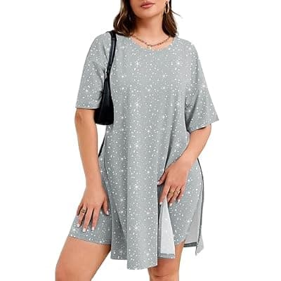 [AusLook] AusLook Lounge Sets for Women Plus Size 2 Piece Outfit Tunic Top and Biker Shorts Matching Set Casual Summer Outfit 1X-5X