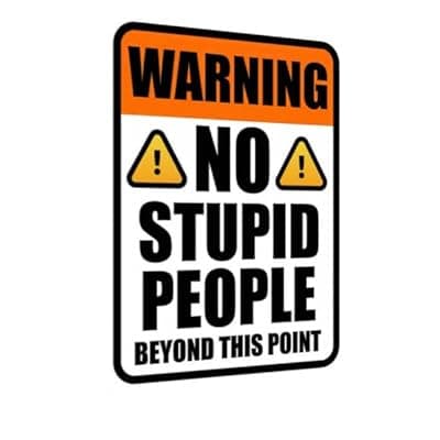 [Carastora] Carastora Vintage Metal Tin Sign Funny Sarcastic Party Wall Art Decor Signs "No Stupid People Beyond This Point" Funny Retro Metal Sign for Garage, Man Cave, or Bar Wall Decor, 8x12 Inches