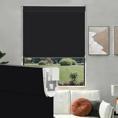 [Changshade] Changshade No Drill No Tools Blackout Roller Shades for Window, Cordless Roller Shades Thermal Insulated UV Protection Privacy, Easy Install Roller Blinds for Home Office, Black