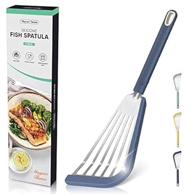 [Maywe Tanso] Nonstick Fish Spatula,Maywe Tanso Thin Slotted Spatulas Turner Silicone Fish Spatulas for Nonstick Cookware,High Heat Resistant BPA Free Cooking Utensils,Ideal for Fish,Eggs,Pancakes
