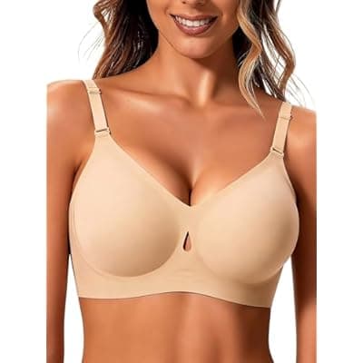 [COOL CUTE] Jelly Wireless Bras for Women Sexy Comfortable Bra Bralettes V Neck No Underwire Bras Push Up Everyday Seamless Bra S XXL