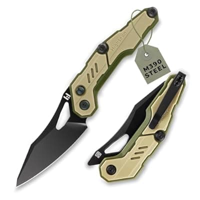 [Hightron] Hightron Spectron M390 Folding Knife, Designed by NOC Knives, 3.05" Blade Pocket EDC, Button-lock, Front-flipper, Khaki Handle, 2026 Gift