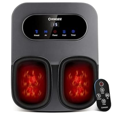 [KNQZE] KNQZE Foot Massager with Heat and Remote, Shiatsu Deep Kneading Feet Massager for Plantar Fasciitis & Neuropathy, Foot Warmer, Gifts for Mom Women Men Dad, Fits Up to Men Size 12(Gray)