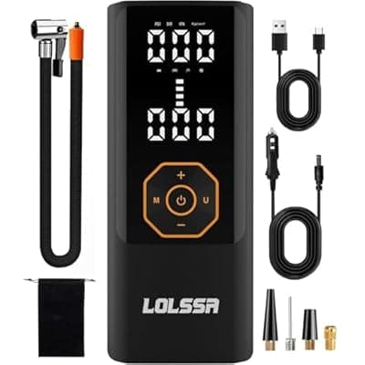 [Rnful] Tire Inflator Portable Air Compressor Air Pump for Car Tires Cordless Electric 180PS for Car, Motorcycle, Bike, Ball, with Tire Gauge Pressure-Black