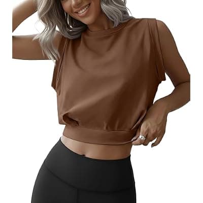 [JINKESI] JINKESI Women Workout Crop Tank Tops Sleeveless Athletic Yoga Tops Running Gym Crop Workout Tank Tops