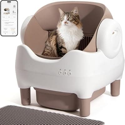 [KITPLUS] Automatic Self Cleaning Cat Litter Box: Scoop Free Litter Box with APP Control, Large Capacity for Multiple Cats, Odor Control, Ultra Quiet, Smart Safety Sensors