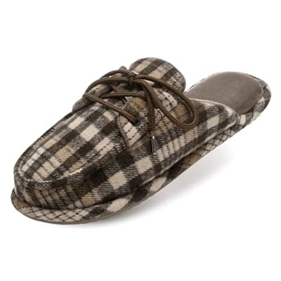 [GOEWY] GOEWY Men's Loafers Slippers Memory Foam Warm Slip On Non-Slip Indoor Outdoor Fuzzy House Shoes with Tie Gifts for Men Him Dad