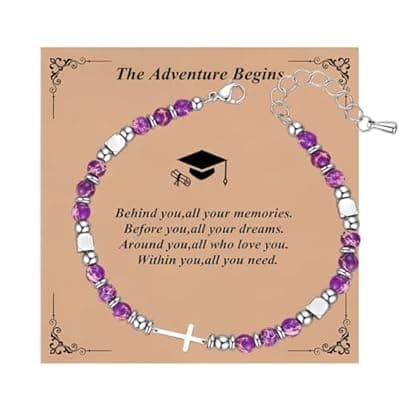 [Ediseng] Ediseng Personalized Graduation Gifts for Her 2025,Beaded Cross Bracelets for Her,Cool Graduation Bracelets for College/Nursing/High School/8th Grade/5th Grade/Middle School/Masters Degree