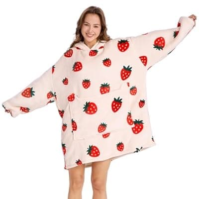 [Aemilas] Aemilas Wearable Blanket Hoodie - Warm Sherpa Blanket Sweatshirt as Gifts for Adult Women Mom Men, One Size Fits All