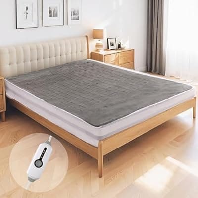 [YAKEE] YAKEE Electric Mattress Pad Twin Szie 39''x75'', Soft Colar Fleece with 4 Heating Levels, 10-Hour Auto Shut Off, Fast Heating, Deep Pocket Bed Topper Fit Up to 21", Machine Washable, Grey