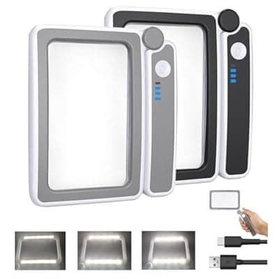 [YUYJME] 2 Pack Magnifying Glass with Light, Rechargeable Page Magnifier with 3 Light Modes Magnifying Glass for Reading Folding Handheld Lens with Clean Cloth Items for Grandma Grandpa Seniors Book Lovers