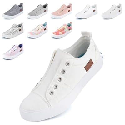 [JENN ARDOR] JENN ARDOR Womens Slip On Fashion Sneakers No Laces Comfortable Casual Low Canvas Sneakers Flats Walking Shoes