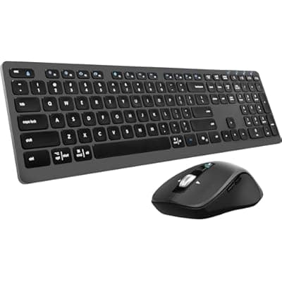 [CITLLA] Wireless Keyboard Mouse Combo, Scissor-Switch Keys, 2-in-1 USB Receiver and Two Bluetooth, Multi Device Silent Design for Computer, Laptop, MacBook and iPad (Graphite)