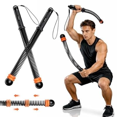 [RENRUI] RENRUI Cordless Battle Ropes with Adjustable Resistance Springs - Weighted Ropeless Battle Rope for Home Gym Exercise, Portable Workout Equipment for Strength Training & Cardio Fitness Orange& Black