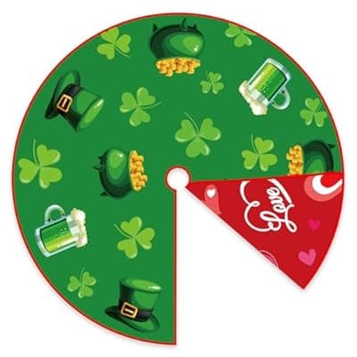 [Labrostar] St Patricks Day Tree Skirt St Patricks Day Decorations 36" Reversible Shamrock Double Sided Print Mat for Trees St Patricks Day Decor Holiday Party Garden Indoor Home Decorations