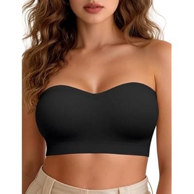 [Vertvie] Vertvie Strapless Bras for Women Non-Slip Push Up Wireless Bandeau Bra Seamless Comfort Padded Tube Top Supportive Bralette