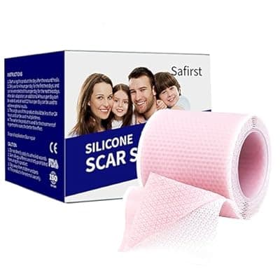 [Safirst] Silicone Scar Sheets 1.6"x39.4" Roll-1M Scars Removal Treatment Medical Grade Silicone Scar Tape for Skin Resuable Strip for Tummy Tuck,Incision,Keloid,C-Section,Burn,Acne Scars(pink)