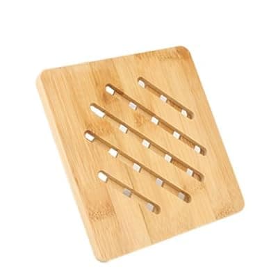 [REVGOZU] Natural Bamboo Ceramic Pot Tray Heat Bowls Insulation pad, Durable Anti-Hot Insulation pad for Hot Dishes, Bowl, Teapot, Hot Pot Holders Tray Soup Bowl Tray Table mat (5.9 * 5.9, Square)