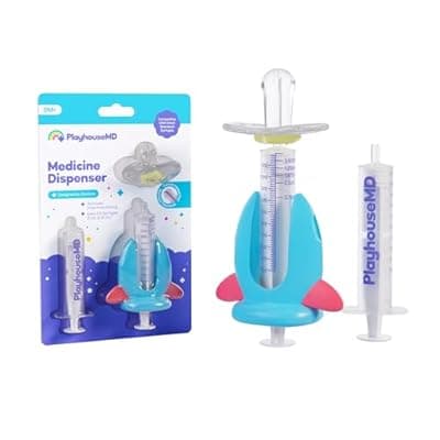 [Playhouse MD] Playhouse MD Medicine Dispenser, Rocket - Liquid Medication Syringe for Newborns, Infants, Babies & Toddlers - Baby Medicine Kit with Pacifier Attachment for Accurate Dosing