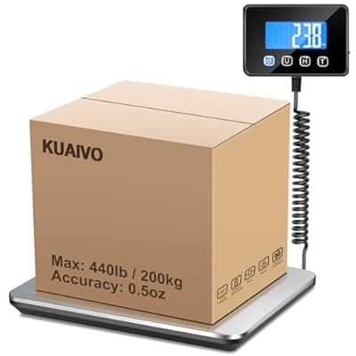 [KUAIVO] KUAIVO Luggage Scale 440lb Digital Shipping Scale with 0.35oz Accuracy, Tare/Hold, USB & Battery, Portable Postal Package Scale for Travel, Home, Office