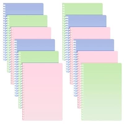 [Niodel] Niodel 9 Pcs Spiral Notebooks, 3 Gradient Colors (Pink/Green/Blue), A5 7mm College Ruled 120 Pages Journals for School Work Travel, Durable PP Cover with Soft Silicone Coil & Rounded Edges