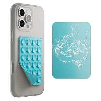 [SEMBO] SEMBO Reusable & Restickable Nano Gel Silicone Sticky Suction Phone Grip with Removable Mounting Tape, Hands-Free Phone Accessories Holder for Selfies and Videos(Blue)