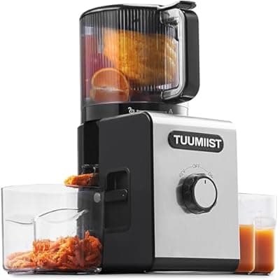 [TUUMIIST] Cold Press Juicer Machine, 6.5" Large Feed Chute Masticating Extractor, Easy to Clean for Whole Fruits & Vegetables, High Yield