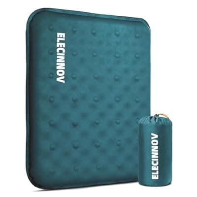 [ELECINNOV] Inflatable Seat Cushion, Self Inflating Memory Foam Stadium Seat Cushion Lightweight Camping Chair Pad Airplane Cushion for Long Flights Outdoor Travel Bleacher Office Car Backpacking (Blue)