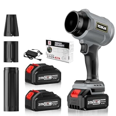 [YCSKJK] Cordless Leaf Blower, Leaf Blower Cordless with Battery and Charger, Portable Lightweight Handheld Blower, Extended Nozzle, Turbo Jet Blower for Lawn Care, Patio Cleaning, Leaves, Dust (Grey)