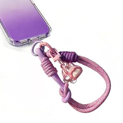 [YAKUNCL] YAKUNCL Cute Glossy Pendant Wrist Lanyard for Women Anti-Lost Phone Strap with Braided Rope, Versatile Key Charm for Bag