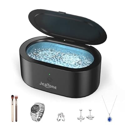 [JeaTone] JeaTone Ultrasonic Jewelry Cleaner, 46KHz Professional Ultrasonic Cleaning Machine for Rings, Eyeglasses, Retainers, Dentures & Watches, 20oz Stainless Steel Sonic Cleaner Pod (Black)