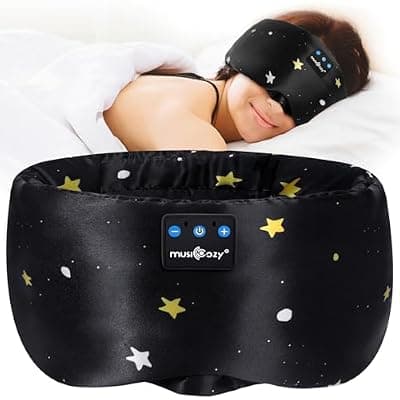 [MUSICOZY] MUSICOZY Mulberry Silk Bluetooth Sleep Mask with HD Stereo Sound, Wireless Sleep Headband Headphones for Side Sleepers, Adjustable Size, Total Light Blocking, Perfect for Travel Relaxation Sleep