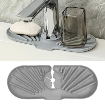 [Oniapro] Mini Faucet Mat for Kitchen Sink, Faucet Handle Drip Catcher Drying Tray Mat with Soap Holder Sponge Holder, Splash Guard with Fast Drying for Bathroom Sink Draining Pad, Faucet Splash Catcher