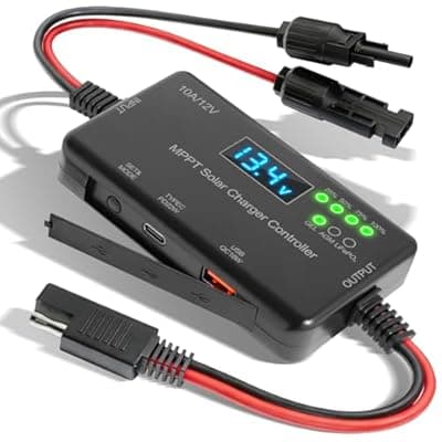[vuicci] VUICCI 10A MPPT Solar Charge Controller 12V, 30V Max VOC | 22W Type-C & 18W USB Fast Charging | LCD, Multi Protection | Compatible with LiFePO4, AGM, Gel | for RV, Solar Shed Off Grid System