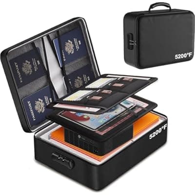 [Polaring] Polaring Fireproof Document Box, Multi-Layer Heat Insulated Fire and waterproof office bag with lock，Portable family outdoor travel bags are suitable for storing important documents and valuable.