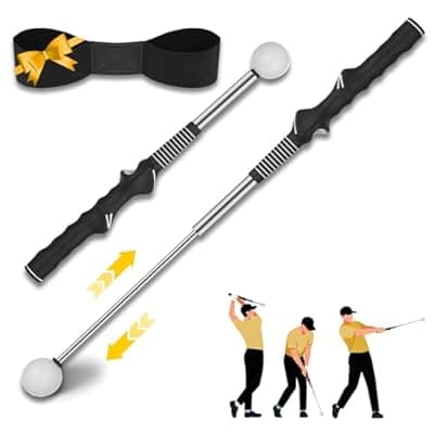 [OCES] OCES Retractable Golf Swing Trainer Pro-Level, Portable Golf Training Aid with Click Stick for Right & Left-Handed Golf Grip Trainer – Ideal for Beginners Practice & Pre-Round Warm-Up