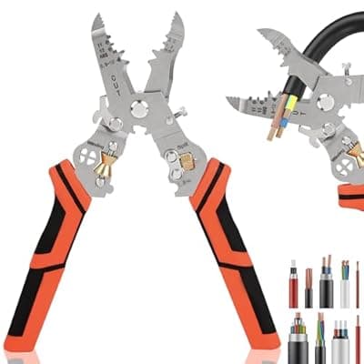 [Nuaoi] Wire Stripper Cutter Crimping Tool - 9 in 1 Wire Stripper Tool with Cutter Crimper Function AWG 22-10 Wire Cutters Pliers for Wire Splitting,Stripping,Cutting,Crimping, Clamping,Winding,Sharpening