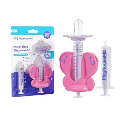 [Playhouse MD] Playhouse MD Medicine Dispenser, Butterfly - Liquid Medication Syringe for Newborns, Infants, Babies & Toddlers - Baby Medicine Kit with Pacifier Attachment for Accurate Dosing